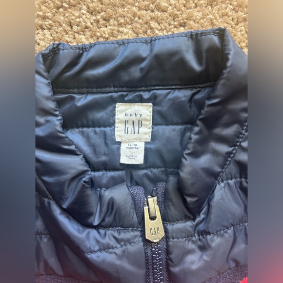 Baby GAP Blue Red Knit Fair Isle Puffer Winter Jacket Coat Sz 12-18mo - Picture 4 of 6